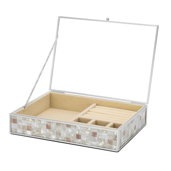 Glass Jewelry Box with Lid, Clear Jewelry Boxes with Velvet Tray Organizer & Tri - Picture 1 of 8